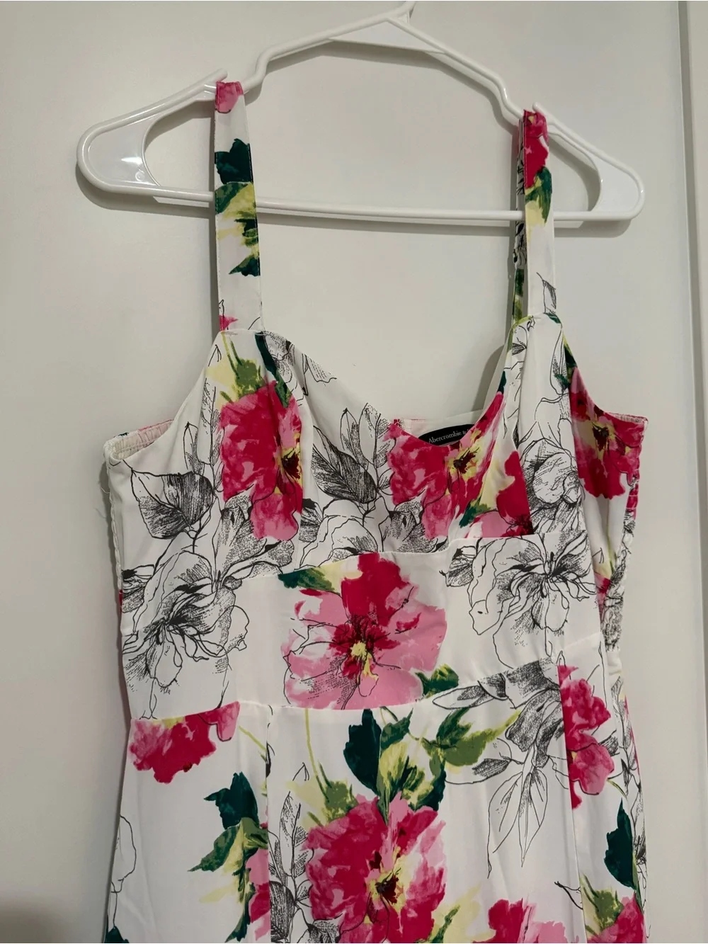 Abercrombie & Fitch White Maxi Dress with Pink Floral Print